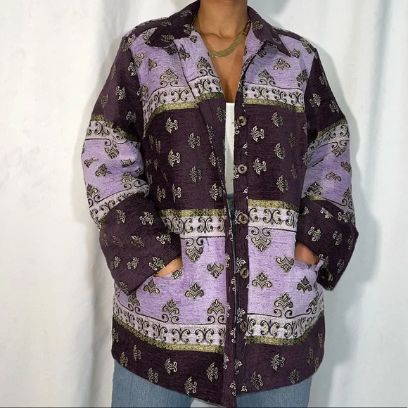 Vintage Sag Harbor Purple & Lavender Coat (size 18w) - Picture 6 of 6